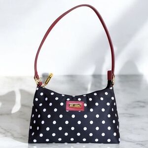 St John Black and White Polka Dot Shoulder Bag